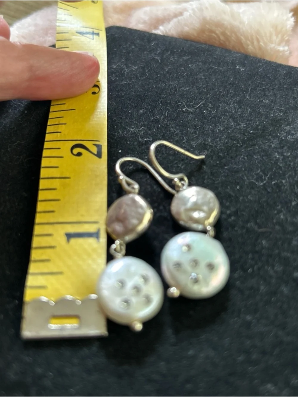 Silpada Sterling Silver Drop Earrings  Pearl Discs With Swarovski Crystal Rare - Picture 2 of 6
